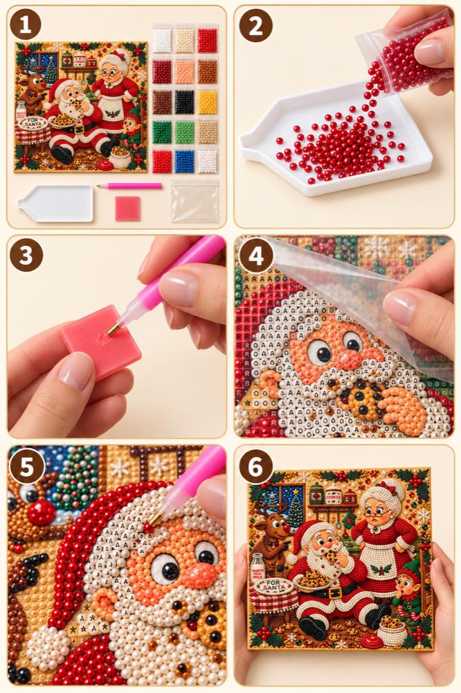 Santa Cookie Grandma Pearl Diamond Painting Kit tutorial