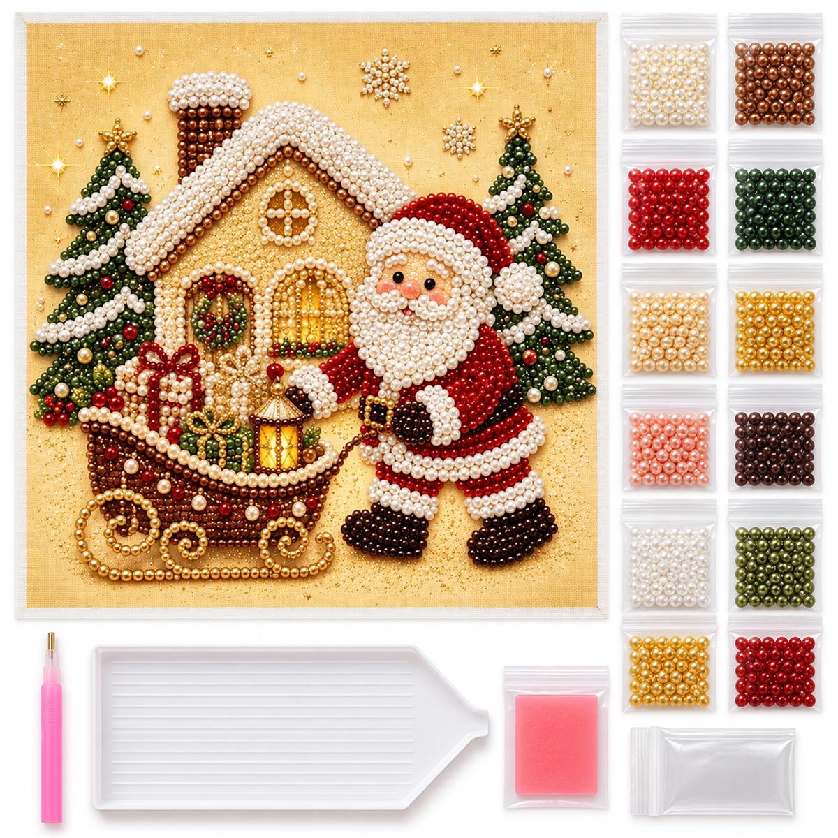 Santa Cottage Gift Sleigh — kit image