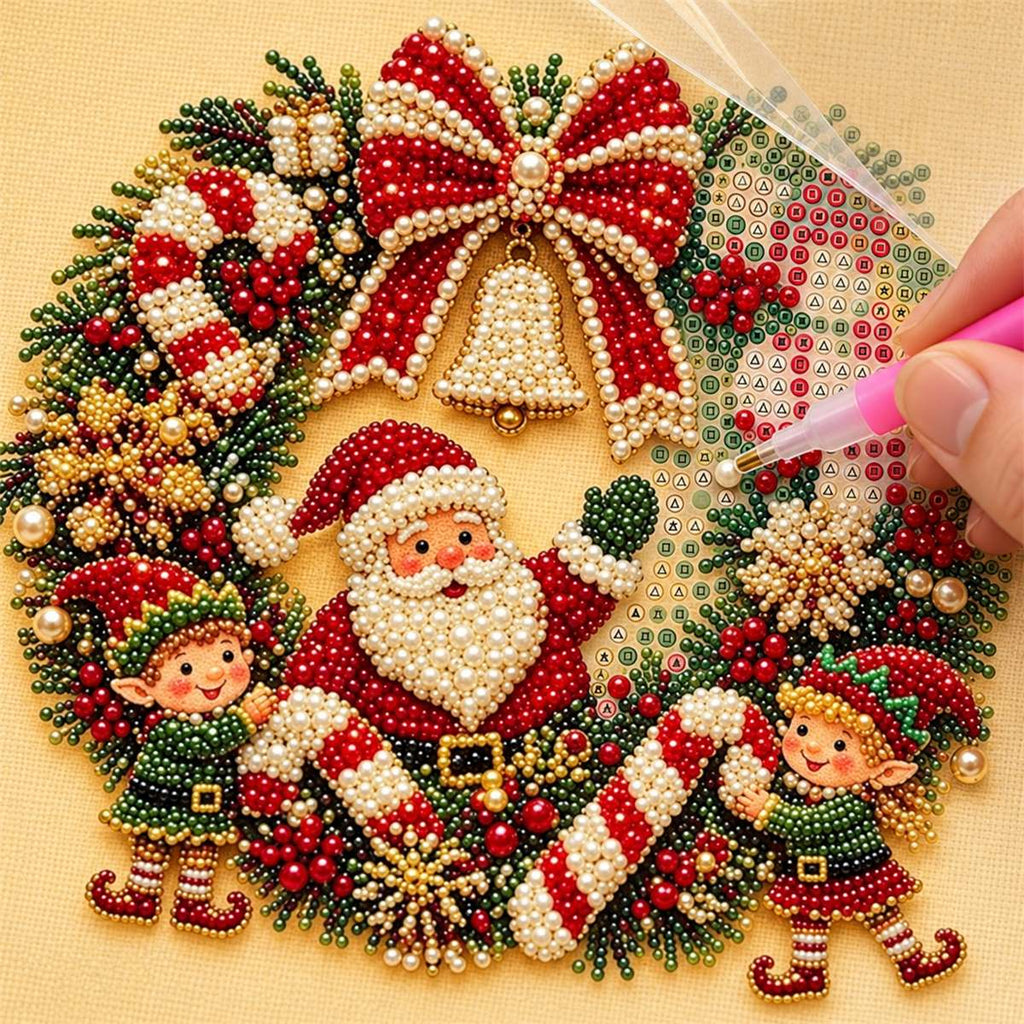 Santa Elves Christmas Wreath — process image