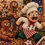 Santa Gingerbread Kitchen Pearl Diamond Painting Kit detail