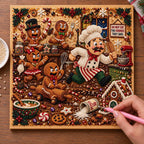 Santa Gingerbread Kitchen Pearl Diamond Painting Kit process