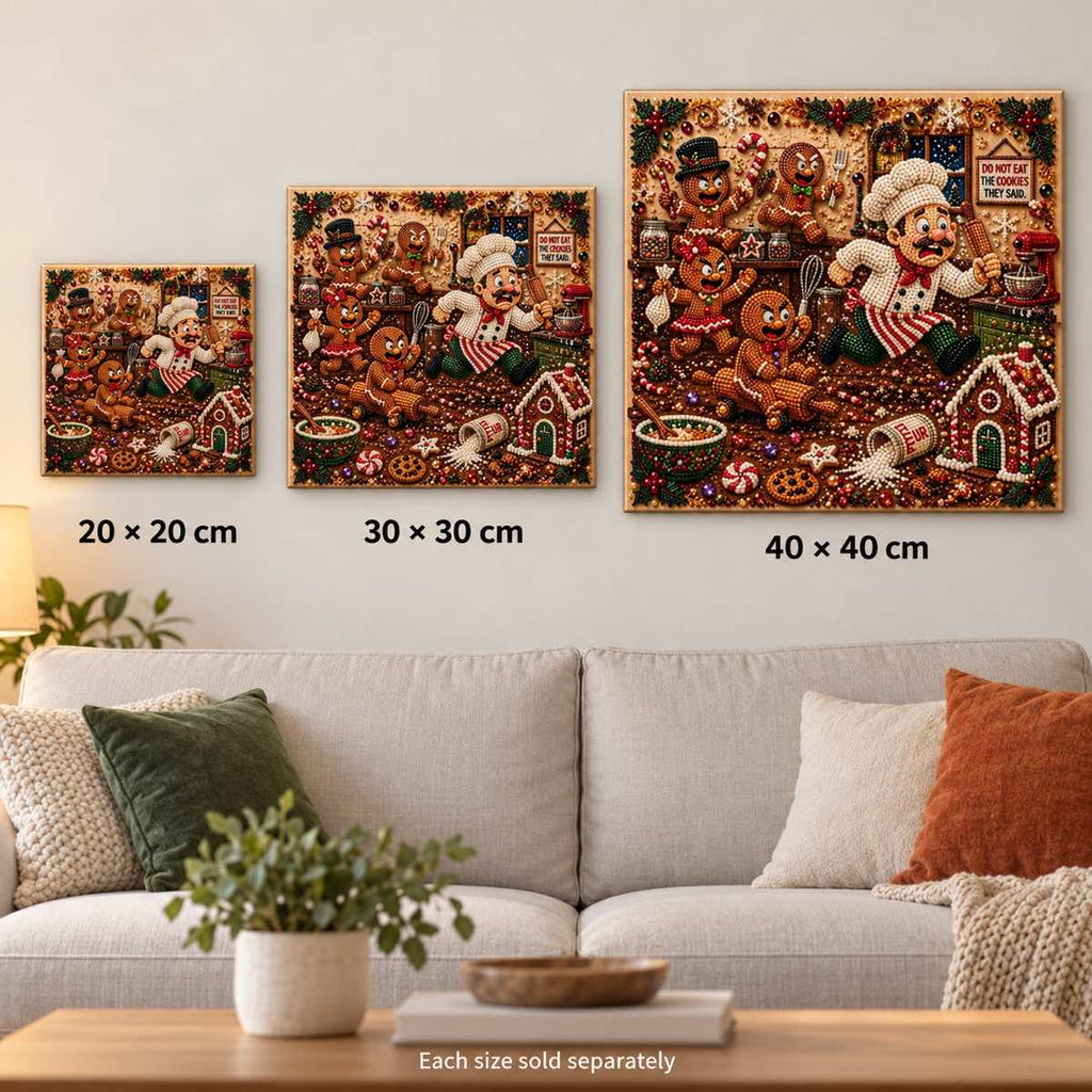 Santa Gingerbread Kitchen Pearl Diamond Painting Kit size