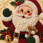 Santa portrait pearl diamond painting — pearl texture close-up