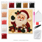 Santa portrait pearl diamond painting — illustrated canvas, matching pearls and placement tools