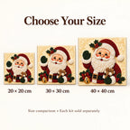 Santa portrait pearl diamond painting — 20, 30 and 40 cm size comparison; each kit sold separately