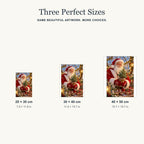 Size guide for the Santa pine greenhouse design in three portrait sizes.