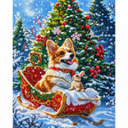 Santa Sleigh Christmas Diamond Painting Kit finished diamond artwork on white background