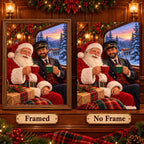 Framed and no-frame options for the Santa Christmas train diamond painting.