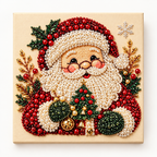 Santa With Christmas Tree Pearl Diamond Painting Kit hero image