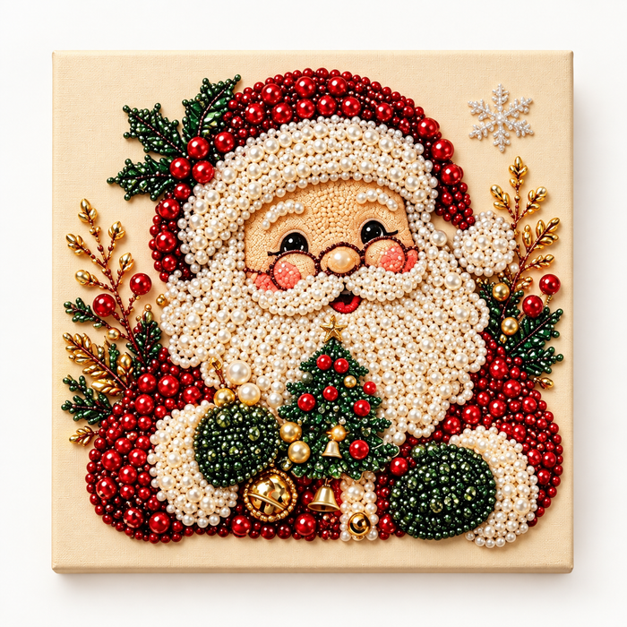 Santa With Christmas Tree Pearl Diamond Painting Kit hero image