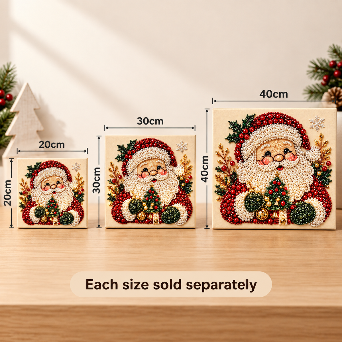Santa With Christmas Tree Pearl Diamond Painting Kit size image