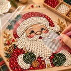 Santa With Glasses pearl painting kit – process image