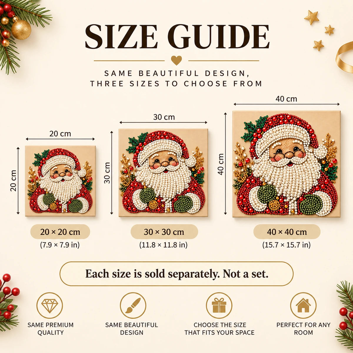 Santa With Glasses pearl painting kit – size image