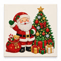 Santa with Christmas Tree and Toys pearl painting kit, white-background complete design