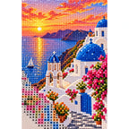 Santorini Sunset Village diamond and canvas detail