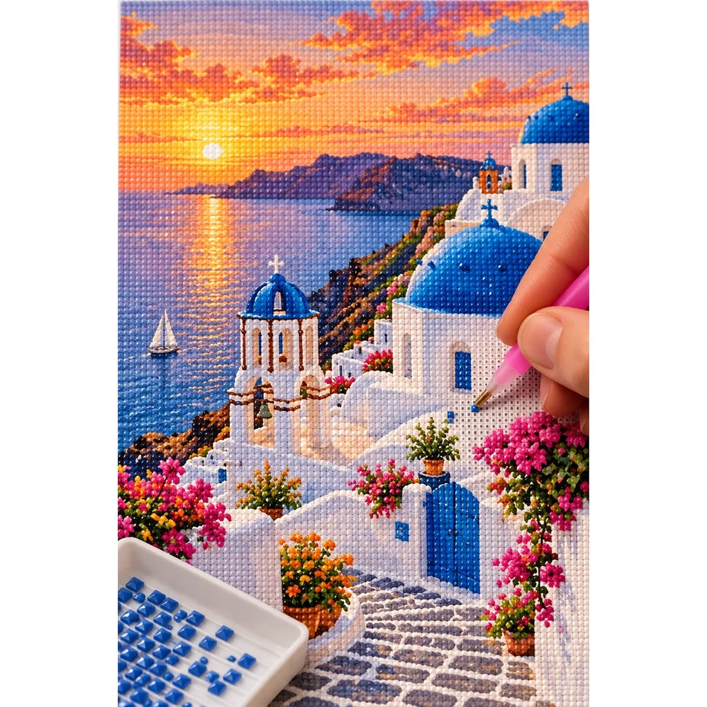 Santorini Sunset Village diamond placement process