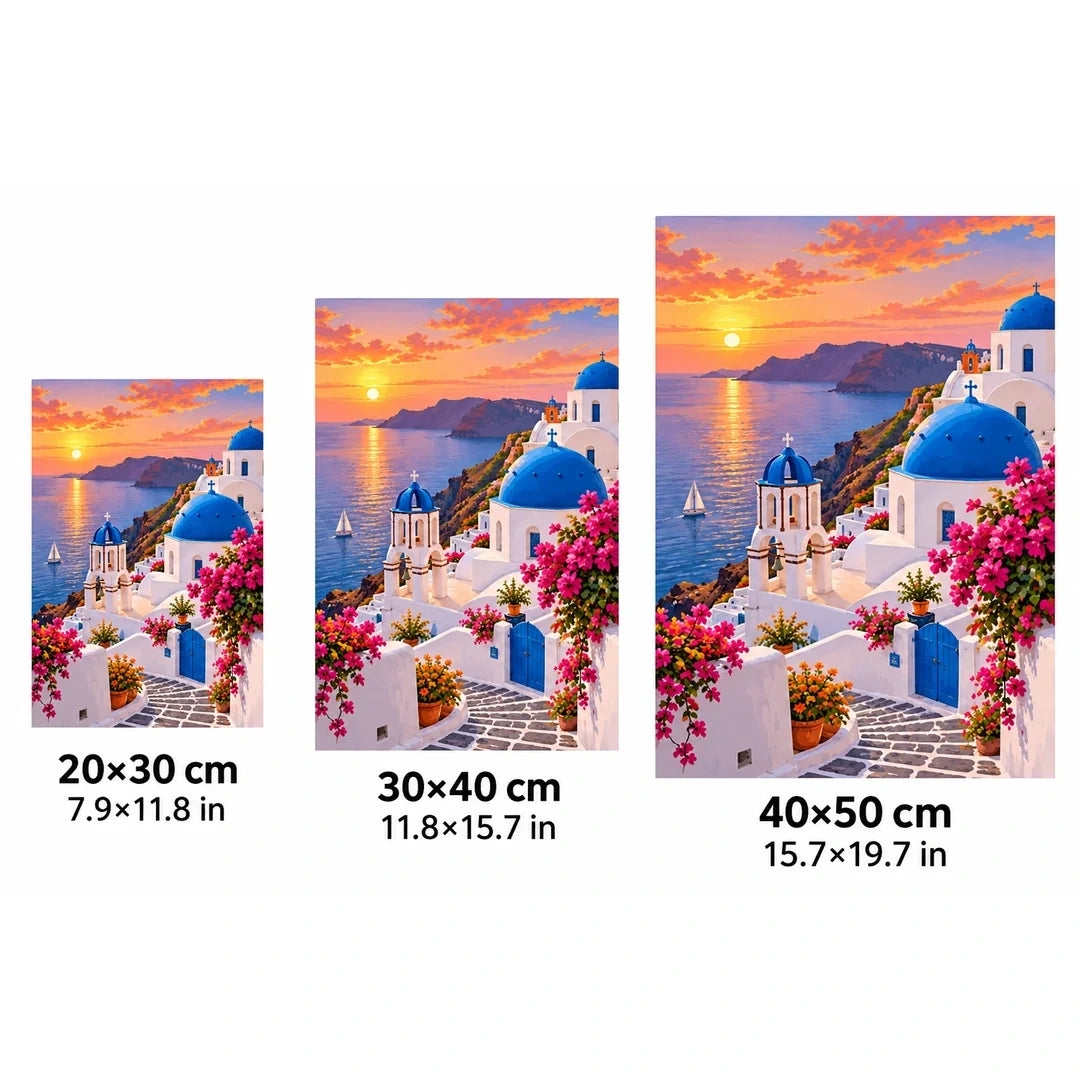 Santorini Sunset Village size guide
