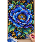 Sapphire Blue Camellia Diamond Painting Kit — Diamond painting process