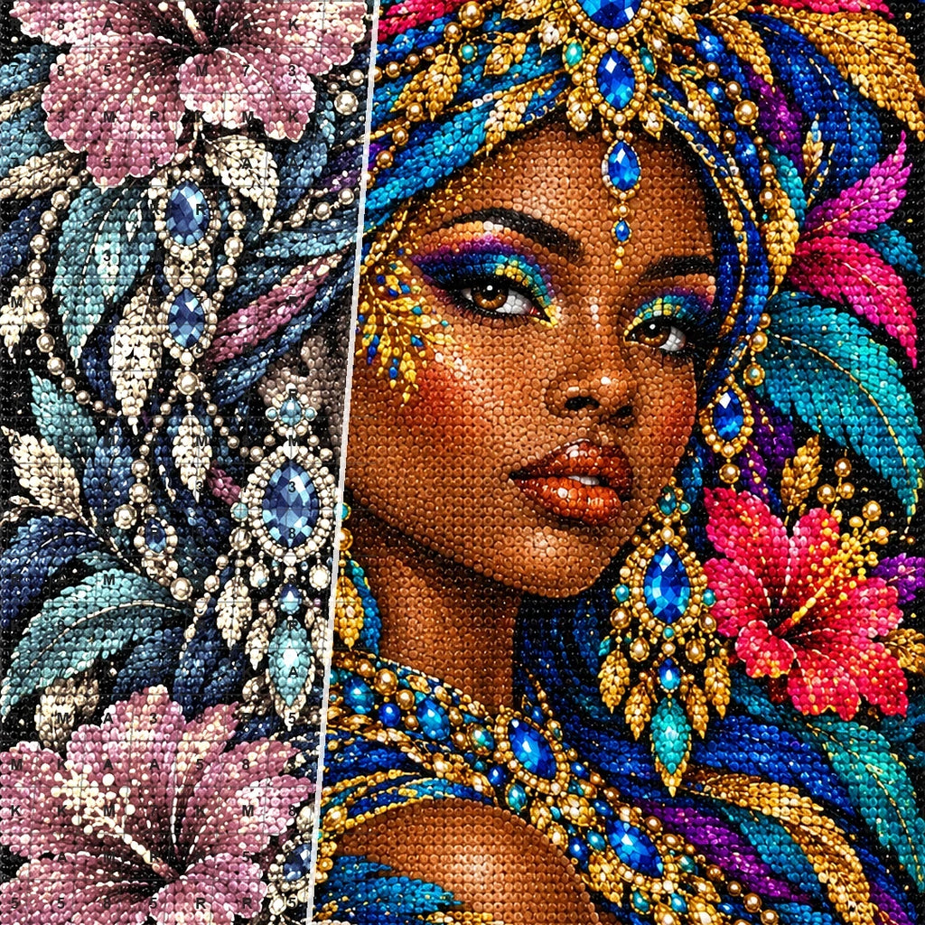 Sapphire Feather Queen diamond drill and canvas detail
