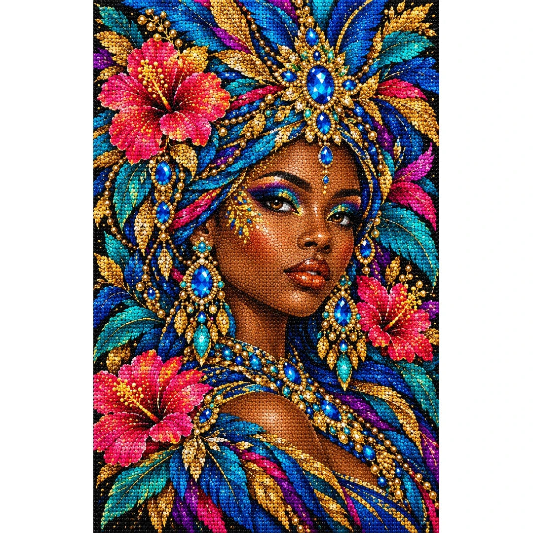 Sapphire Feather Queen original artwork on white background
