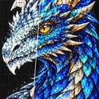 Sapphire Frost Mosaic Dragon diamond drill and canvas detail