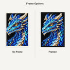 Sapphire Frost Mosaic Dragon No Frame and Framed style comparison