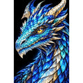 Sapphire Frost Mosaic Dragon original artwork on white background