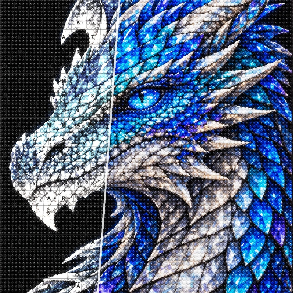 Sapphire Ice Mosaic Dragon diamond drill and canvas detail