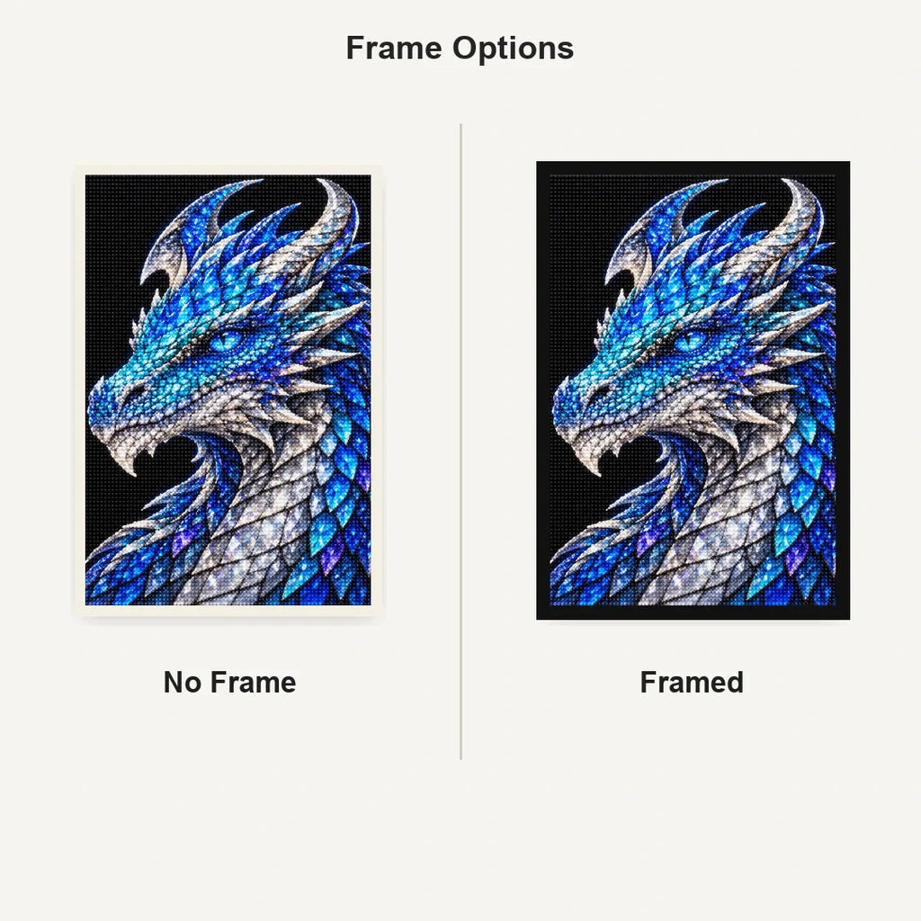 Sapphire Ice Mosaic Dragon No Frame and Framed style comparison