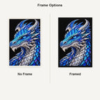 Sapphire Ice Mosaic Dragon No Frame and Framed style comparison