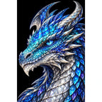 Sapphire Ice Mosaic Dragon original artwork on white background