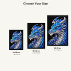 Sapphire Ice Mosaic Dragon 20 by 30, 30 by 40, and 40 by 50 centimeter size guide
