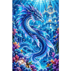 Sapphire Sea Dragon Coral Palace — original artwork on a clean white background