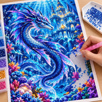 Sapphire Sea Dragon Coral Palace — diamond painting process with applicator pen