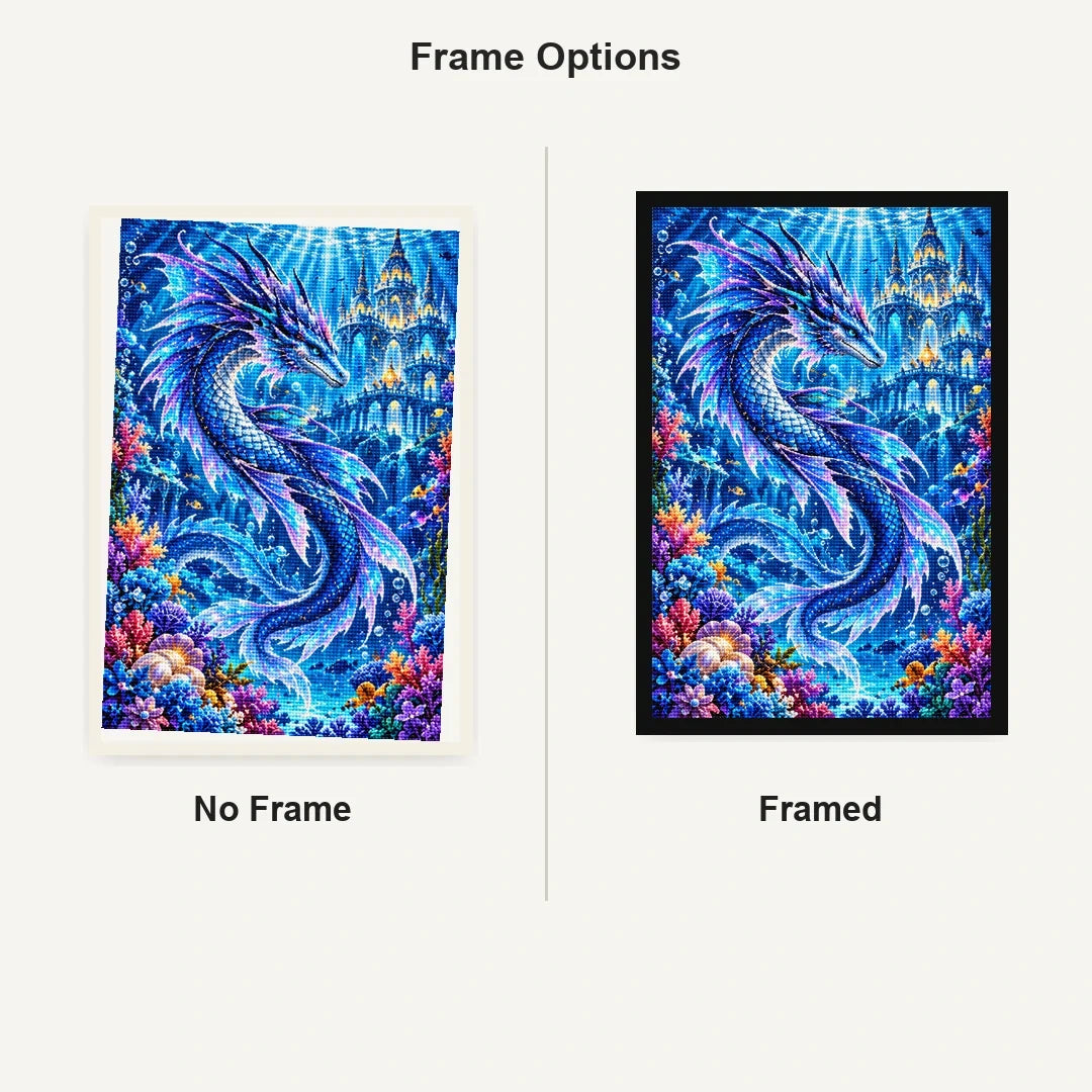 Sapphire Sea Dragon Coral Palace — No Frame and Framed style comparison