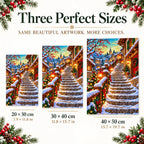 Size guide for the Scandinavian lantern bridge design in three square sizes.