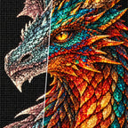 Scarlet Emerald Mosaic Dragon diamond drill and canvas detail