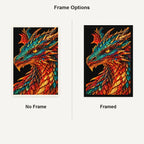 Scarlet Emerald Mosaic Dragon No Frame and Framed style comparison