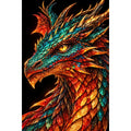 Scarlet Emerald Mosaic Dragon original artwork on white background