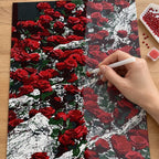 Diamond painting process for Scarlet and Ivory Bouquet