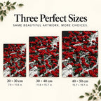 Three canvas sizes for Scarlet and Ivory Bouquet