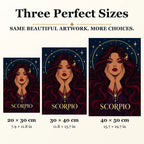 Scorpio Violet Sting diamond painting in 20 by 30, 30 by 40, and 40 by 50 centimeter sizes
