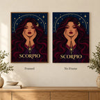 Framed and no-frame options for the Scorpio Violet Sting diamond painting
