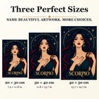 Scorpio Midnight Scorpion diamond painting in 20 by 30, 30 by 40, and 40 by 50 centimeter sizes