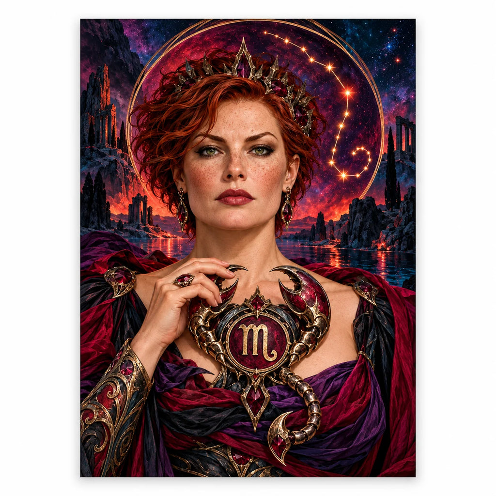 Original white-background artwork for Scorpio guardian and jeweled scorpion