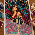 Hands placing drills on the Scorpio woman and scorpion diamond painting