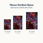 Scorpio starlit scorpion diamond painting size guide for 20 × 30, 30 × 40, and 40 × 50 cm.