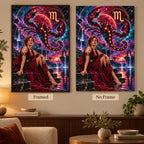 Scorpio starlit scorpion diamond painting shown in framed and no-frame styles.
