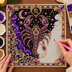 Pearl placement process on the scorpio printed canvas