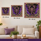 scorpio artwork size comparison for 20, 30 and 40 cm options; each sold separately